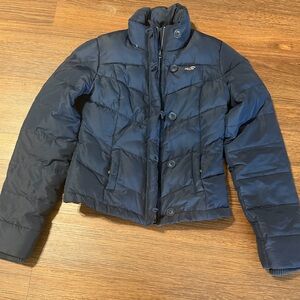 Hollister Dark Blue Quilted Puffer Coat